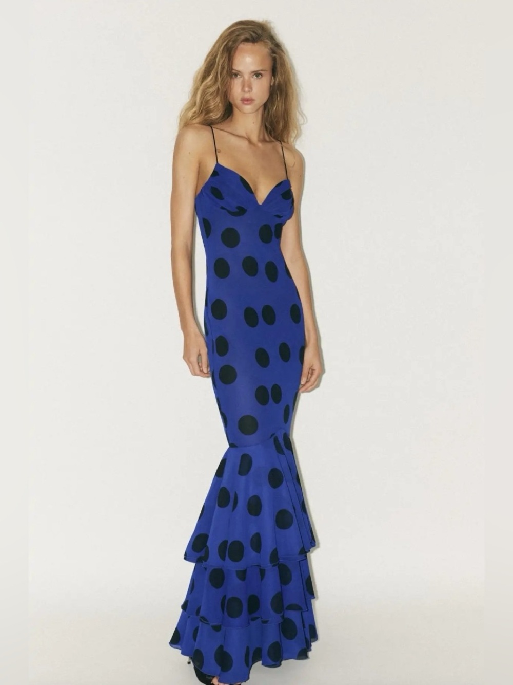ZARA ~ Polka Dot Ruffle Long Dress - Picture 4 of 17